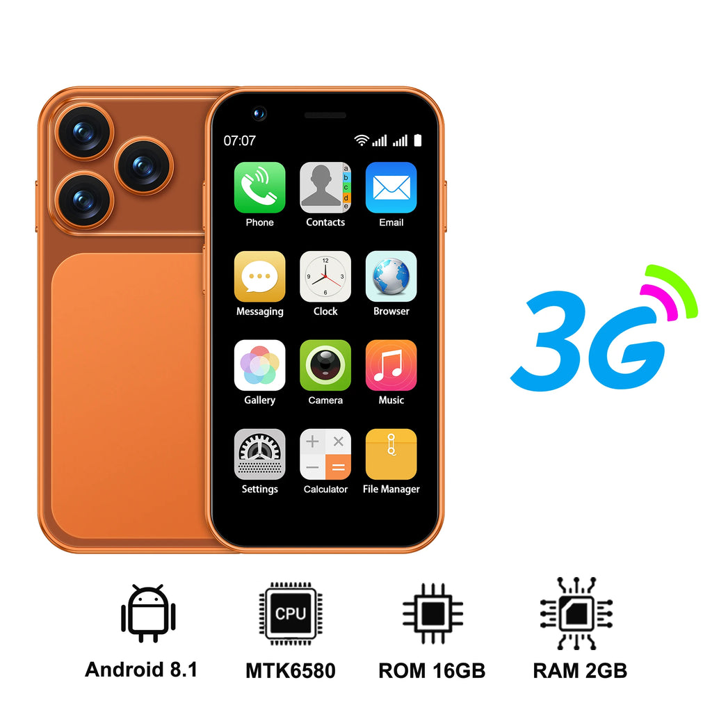 SERVO 18SE MINI Android Smartphone 3G WCDMA Dual SIM Card 2GB+16GB Play Store Face Unlock GPS WiFi Hotspot 3.0" Small Cellphone