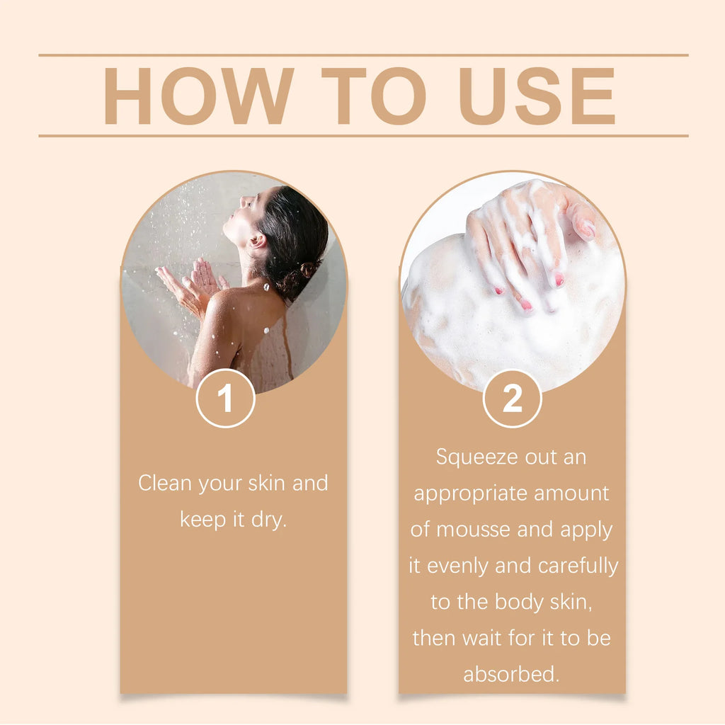 Ouhoe 100ml Sunless Self Tanning Mousse QuickDry Bronze Bronzer Natural Looking Tan for Face and Body Waterproof Outdoor Formula
