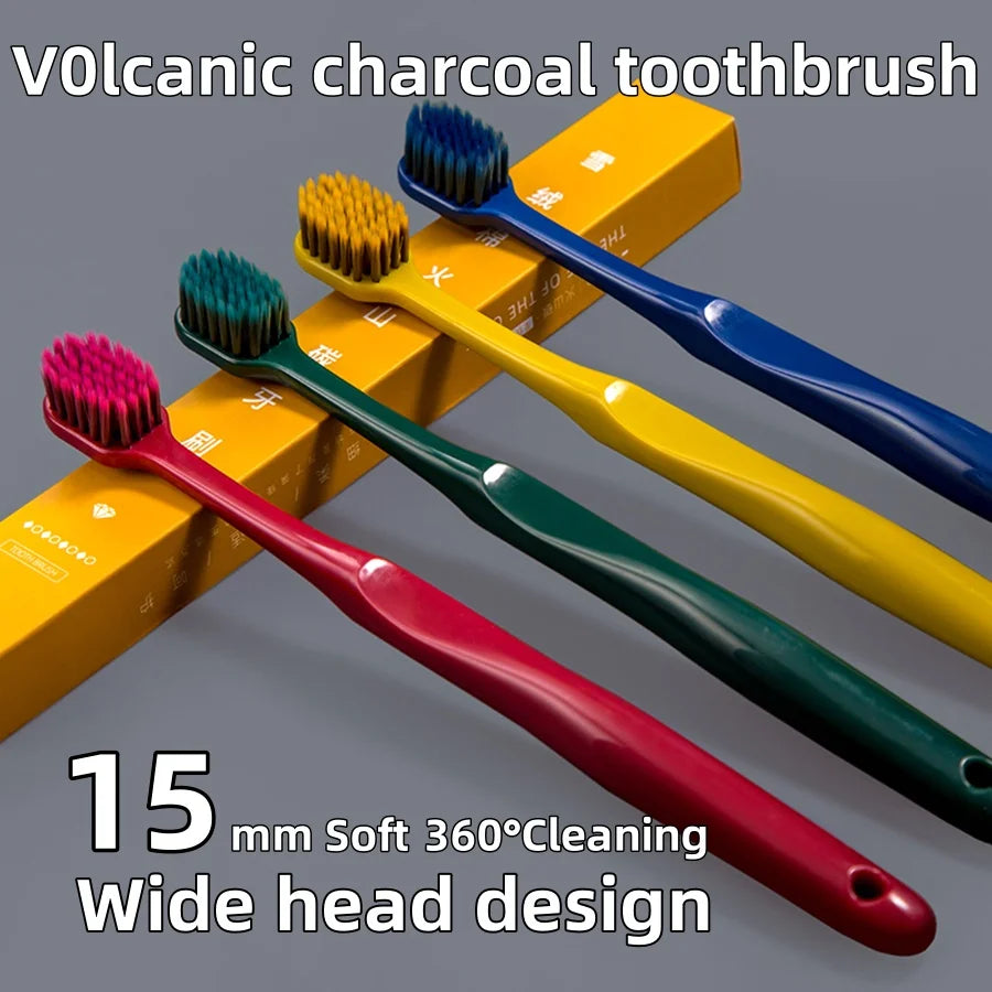 Four colors New Volcanic Charcoal Toothbrush Widen Soft Eco Friendly Portable Fiber bursh Premium Oral Hygiene Care Dropshipping Main image
