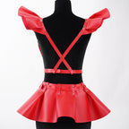Leather Skirt Women's Belts Fashion Body Harness Belt Skirt With Ruffle Hem Gothic Style Waist &Shoulder Belt Clothing Accessory