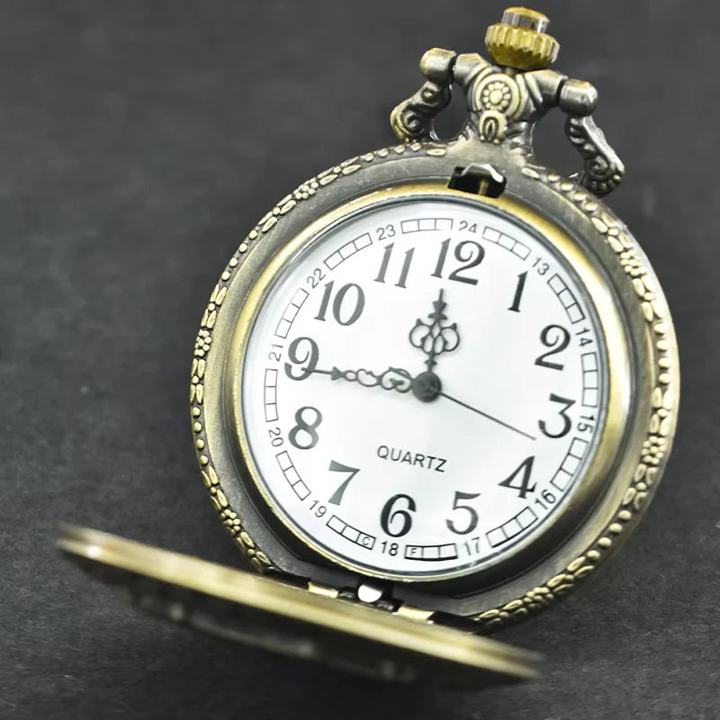 Vintage steampunk handsome dragon group carved quartz pocket watch necklace pendant clock chain men's and women's gifts
