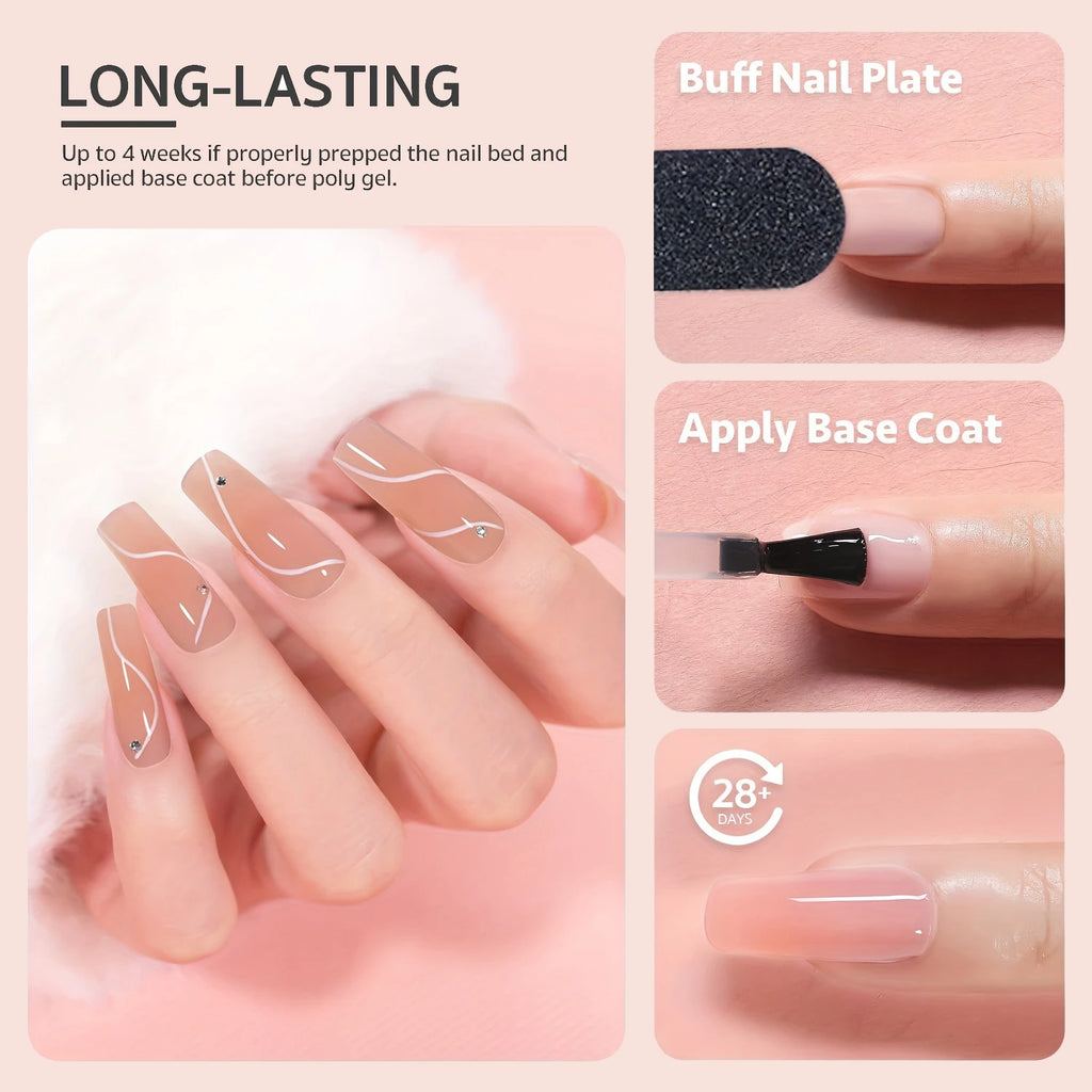 39pcs Nail Extension Gel Kit - contains all the basic nail tools, easy to use for beginners Easy salon nail construction gel