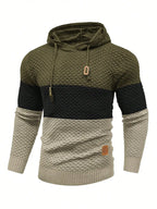 Men's Sweater Spring New Sport Warm Form Fitting Knit Pullover Sweater Hoodie Drawstring Hoodies Casual Sweatshirt US Size