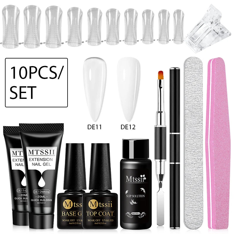 24PCS/Set 20ml Poly Naili Extension Gel  Kit Mini UV Lamp Sealer With Base Top Coat Professional Poly UVNail Gel Kit Starter Kit