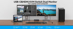 KVM Switch 2 Monitors 2 Computers Docking Station USB C+HDMI/DP Input,4K@60Hz/120Hz DisplayPort Dual Monitor for Laptop Desktop