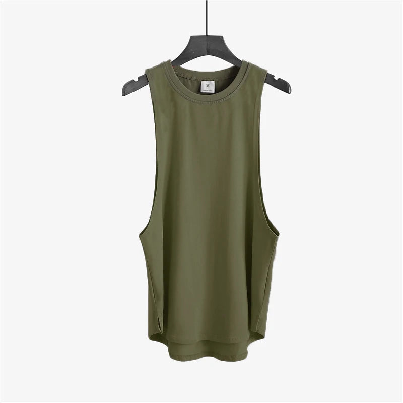 Grey Men's Sleeveless Tank Top Fitness Clothing Sportswear Gym Stringer Bodybuilding Undershirt Fashion Vest for Men