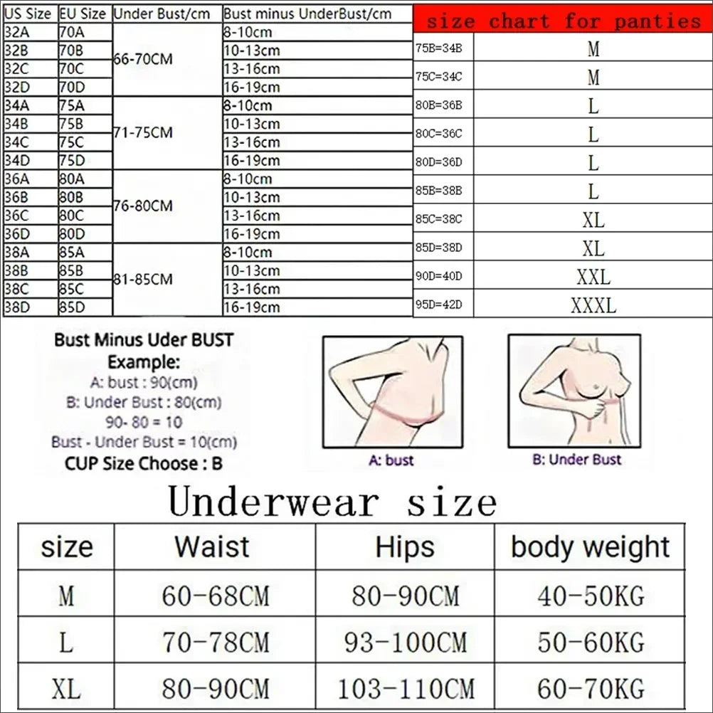 Bra and Panty Set Comfortable push up Shapewear Adjustable Padded Gathered New V Lace Lingerie Set Women's Sexy
