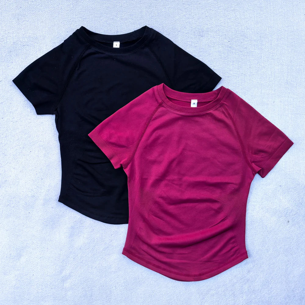 Seamless Yoga Top for Women Short Sleeve Gym Crop Top Light Weight Yoga Shirts Fitness Gym Shirts Stretchy Sports Shirts