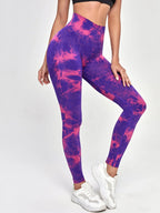 Women's Tie Dye Nine Tenths Leggings High Waist Yoga Pants Soft Stretchy Workout Running Pants Breathable Comfortable