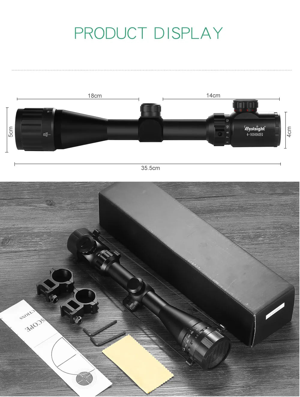 4-16X40 AOEG Scopes Red and Green Illuminated Hunting Scopes Tactical Optical Scope Airsoft Sight