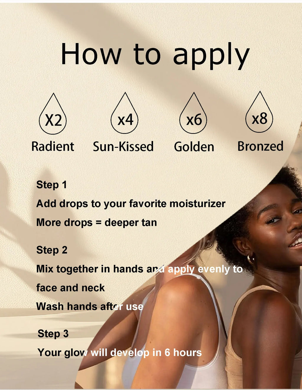 WK JALY Medium Self Tan Drops, Natural Glow Sun Bronzing Drops, Sunless Tanning for Face, Body, Add to Skin Care for Custom Tan