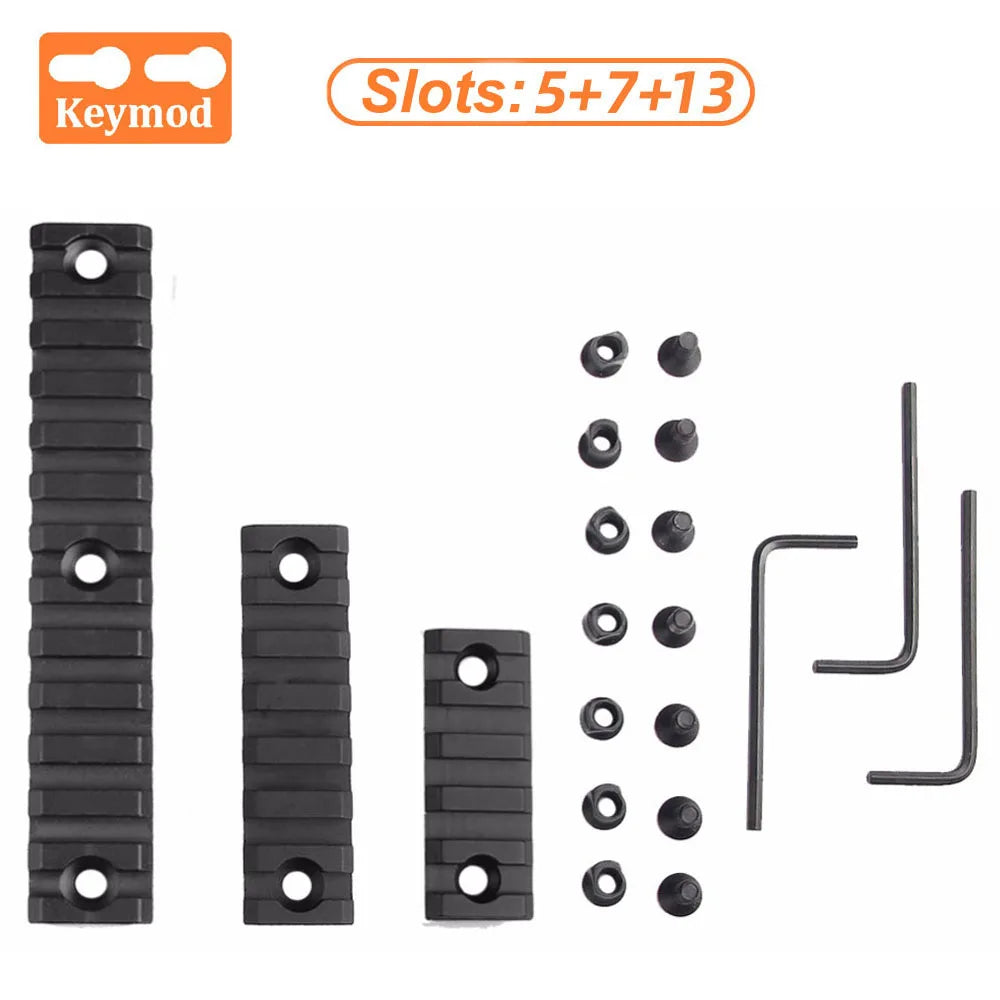 Hunting Tactical Picatinny Rail 3-13Slots 20mm Aluminum Rail Adapter Mount for Keymod / M-LOK System Handguard Scope Mount Base