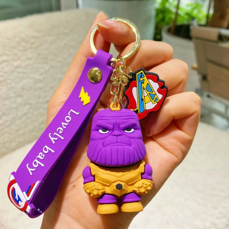 Marvel cartoon Avengers cute silicone doll keychain Spiderman Iron Man Captain America Hulk Thor Batman school bag pendant