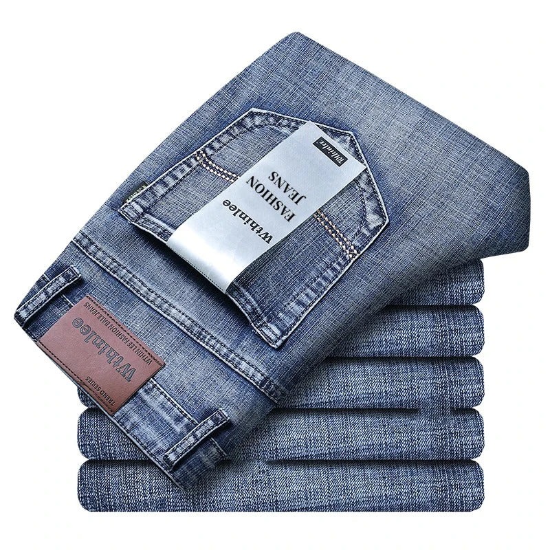 Wthinlee Business Men Jeans Casual Straight Stretch Fashion Classic Blue Black Work Denim Trousers Spring Summer Brand Clothing Main image