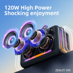 zealot-S95 Portable Bluetooth Speaker Waterproof 120W High Power RGB Colorful Light Wireless Subwoofer 360 Stereo Surround TWS