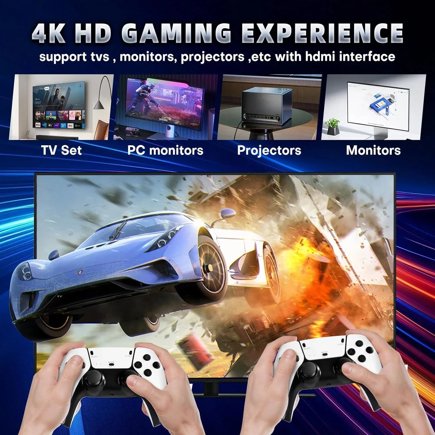 128G Game Stick M15 4K Video TV Game Console Wireless Gamepads Video Game 64G 40000+/50000+ Classic Arcade Games HD Two-player