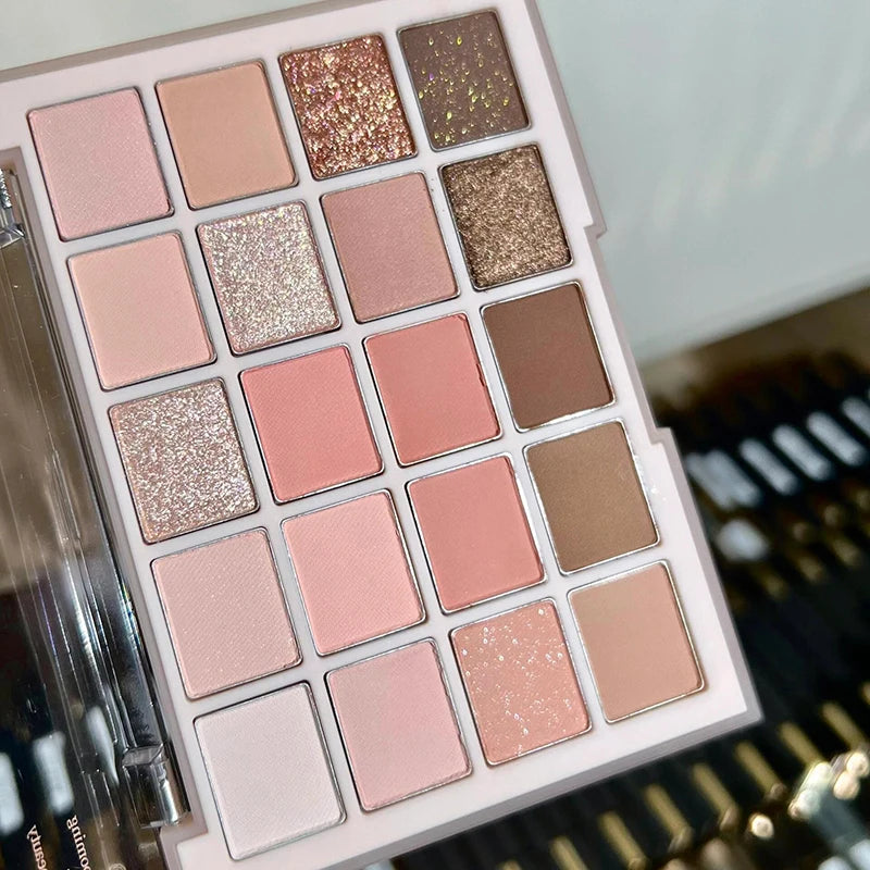 DIKALU 20-Color Korean Low Saturation Eyeshadow Tray Matte Waterproof Brown Pink Eye Shadow Palette Long-lasting Daily Makeup