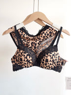 Sexy Leopard Print Lingerie Set Women Wireless Invisible Push Up Small Breasts,adjustable A To C Cup,sheer Lace Pure Design, S-X
