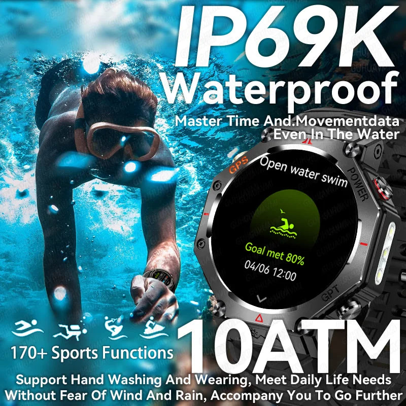 T-Rex 3 Ultra Military Grade GPS Smart Watch 10ATM Waterproof Compass Altimeter Barometric AMOLED Men HD Call Sports Smartwatch Secondary image