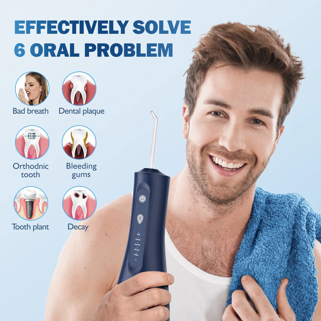 Sejoy Electric Water Flossers Oral Irrigator Rechargeable Portable Dental 5 Modes Water Tank Teeth 300ML Waterproof Cleaner