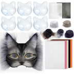 Cross-border Hot-selling New Gray-haired Dumb White Cat Set Plush Sticky PVC Hand-painted DIY Mask