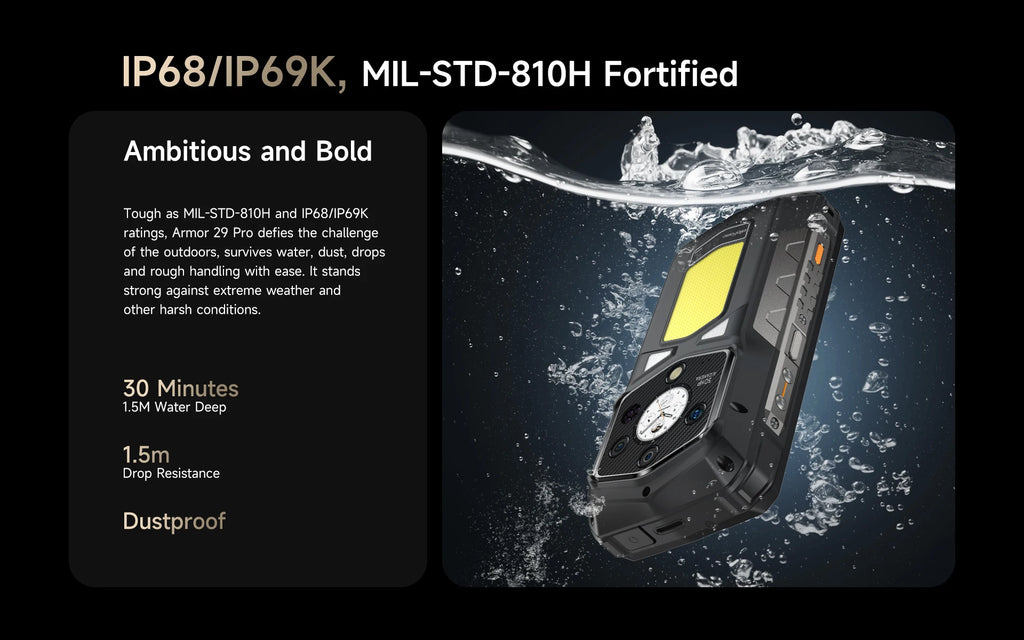 Ulefone Armor 29 Pro 5G AI Rugged Phone 6.67" 120Hz Up to 32GB RAM 512GB ROM 21200mAh 120W 64MP Night Vision Mobile Phone