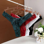 Mid Waist Sexy Transparent Lace Thong Women's Plus Size Underwear Hollow Out G-string Plus Size S/M/L