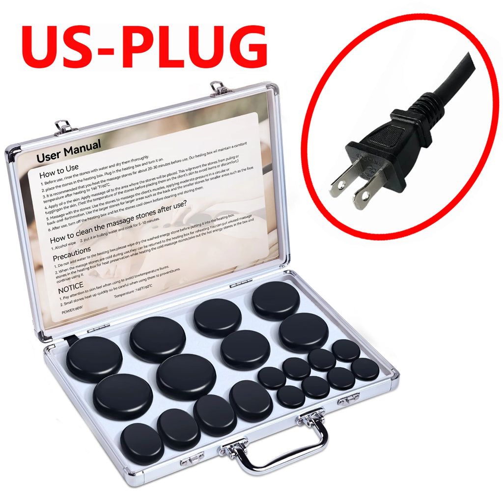 HOT STONE MASSAGE SET - Professional Spa Massage Tools - For Neck, Back, Abdomen, Legs & Full Body Massage