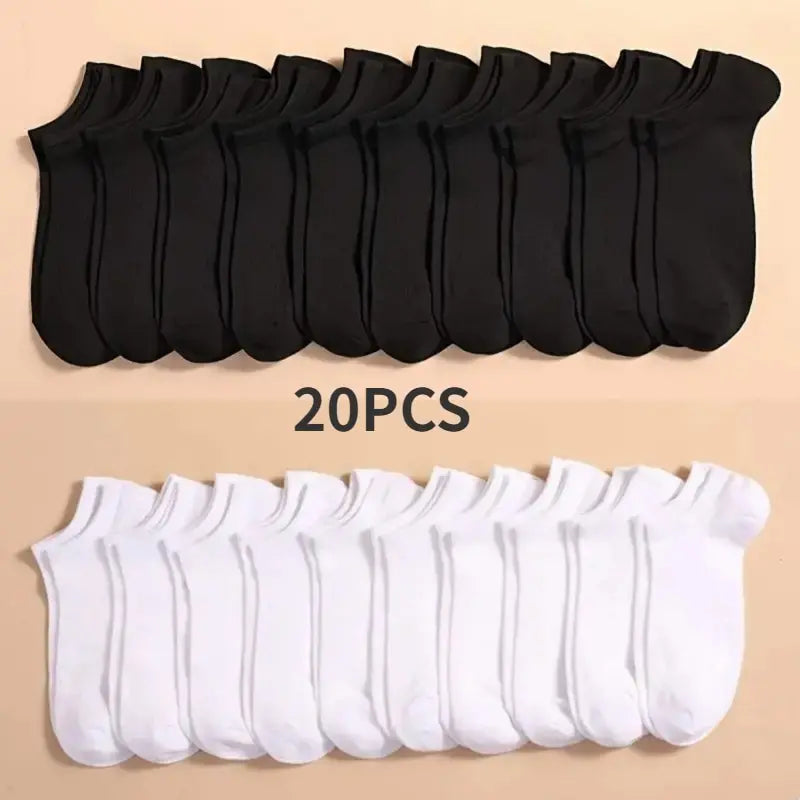 10 Pairs Unisex Casual Plain Color Boat Socks Thin Breathable Comfy Anti Odor Sweat-absorbing Low Cut Ankle Socks For Men Women Main image