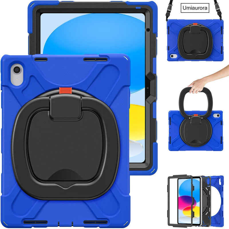 For IPad 7th 8th 9th 10.2 10th Gen Air 2 3 4 5 10.9 Mini 6 9.7 Pro 11 12.9 2022 Case Rotation Handle Stand Kids Shockproof Cover