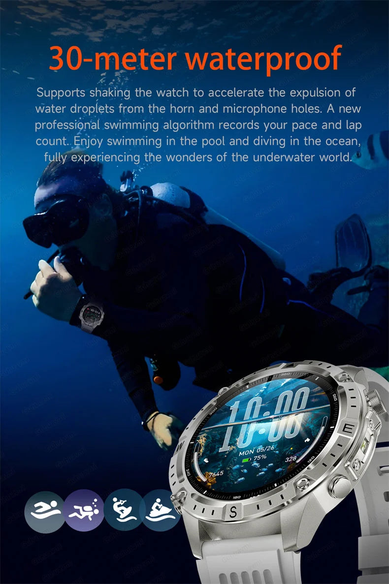 2026New Military T-Rex3 GPS Map Navigation Smart Watch 2GB RAM 1.43-inch AMOLED Screen 30M Waterproof Call Sports Smartwatch Men