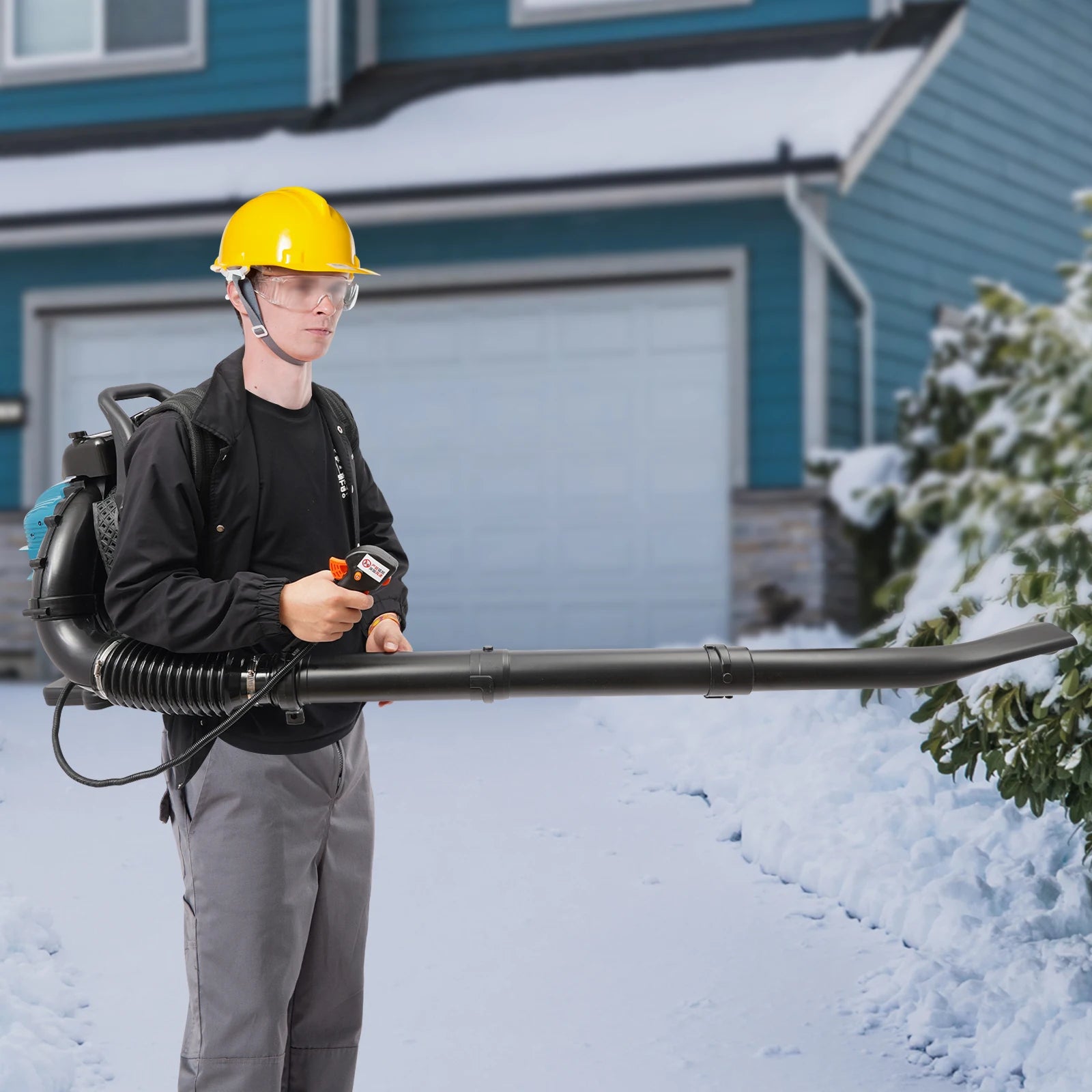 75.6CC 4-Stroke Gas Backpack Leaf Blower, 2600W 498FT with Cruise Control, for Lawn Yard Debris Cleaning, Commercial & Home Use
