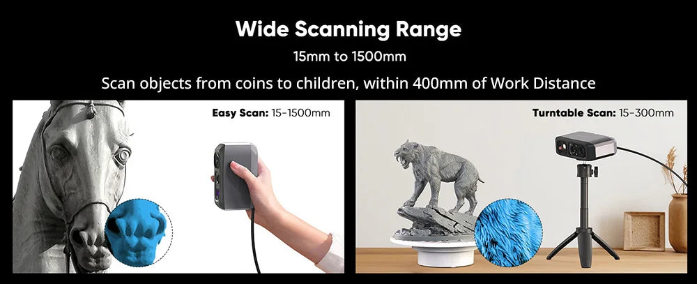 3DMakerpro Moose Lite 3D Scanner, 24-bit Color Camera, Al Visual Tracking,0.05mm Accuracy, 0.10mm Resolution, 10fps Frame Rate