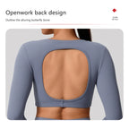New Summer Women's Backless Long Sleeved Yoga Top Breathable Soft Sportswear for Gym Training Comfortable Fitness Clothing Woman