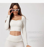 New Summer 2Pcs Women Gym Yoga Female Outfit Outdoor Sports Quick-Dry Long-Sleeved Shirt Set Woman Two-Piece Suit Sportswear