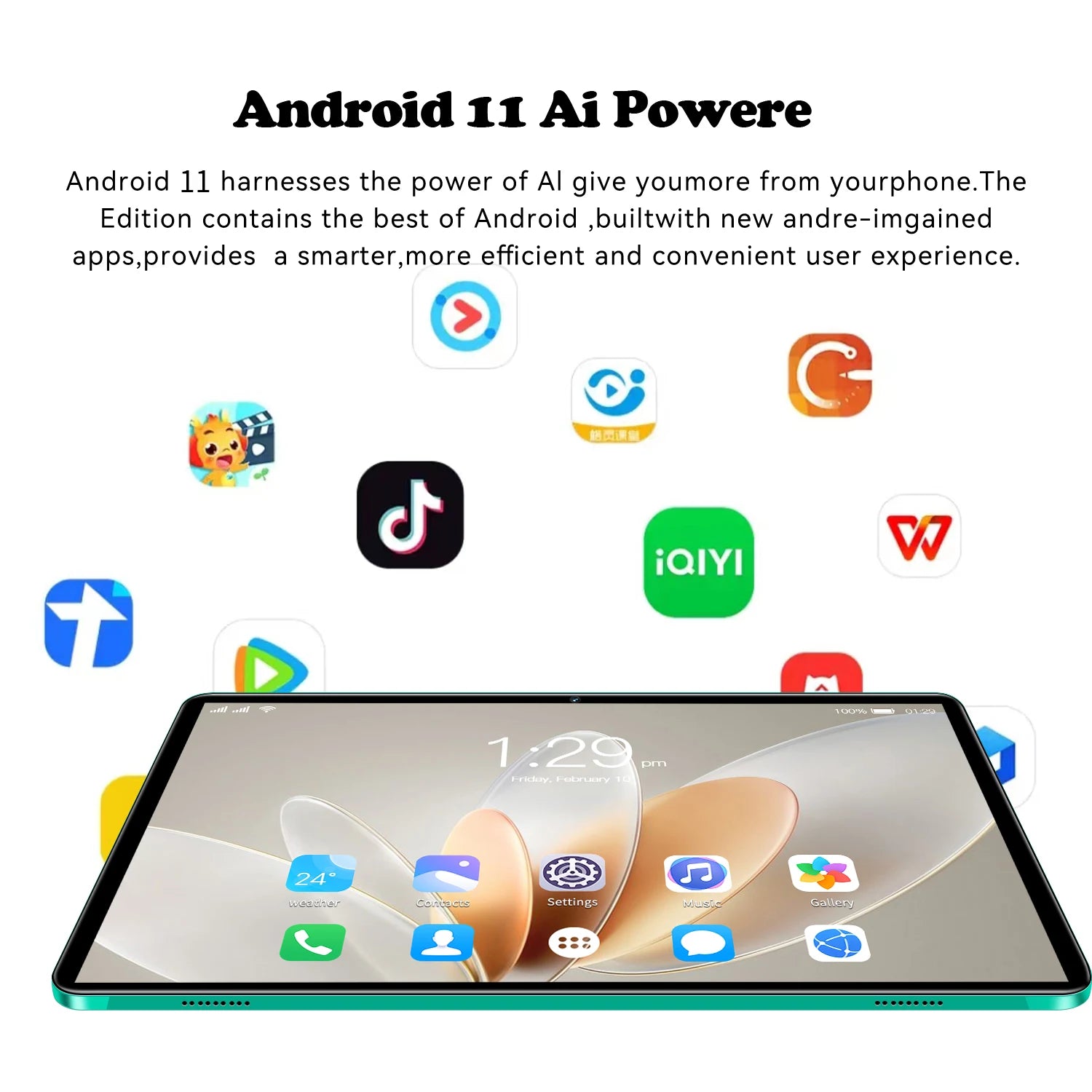 Sauenaneo PC Tablet 4GB RAM  64GB ROM (1TB Expansion) Supports Google Office Dual SIM Cards Dual cameras Android 11