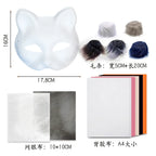 Cross-border Hot-selling New Gray-haired Dumb White Cat Set Plush Sticky PVC Hand-painted DIY Mask