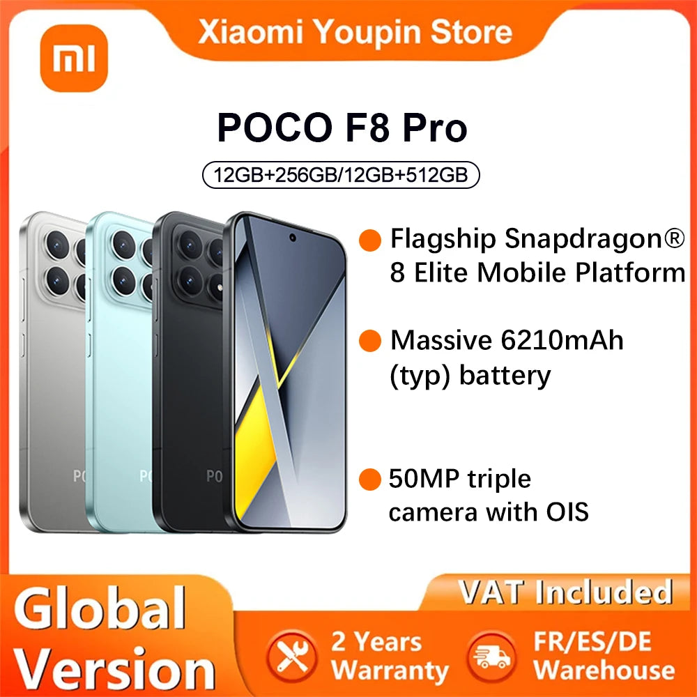 Global Version POCO F8 Pro 5G smartphone 5G 6.59" Snapdragon® 8 Elite Mobile Platform 6210mAh 100W 50MP camera IP68 NFC XIaomi Main image
