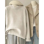Soft waxy round neck 100 pure cashmere sweater women's loose sweater autumn and winter short base sweater