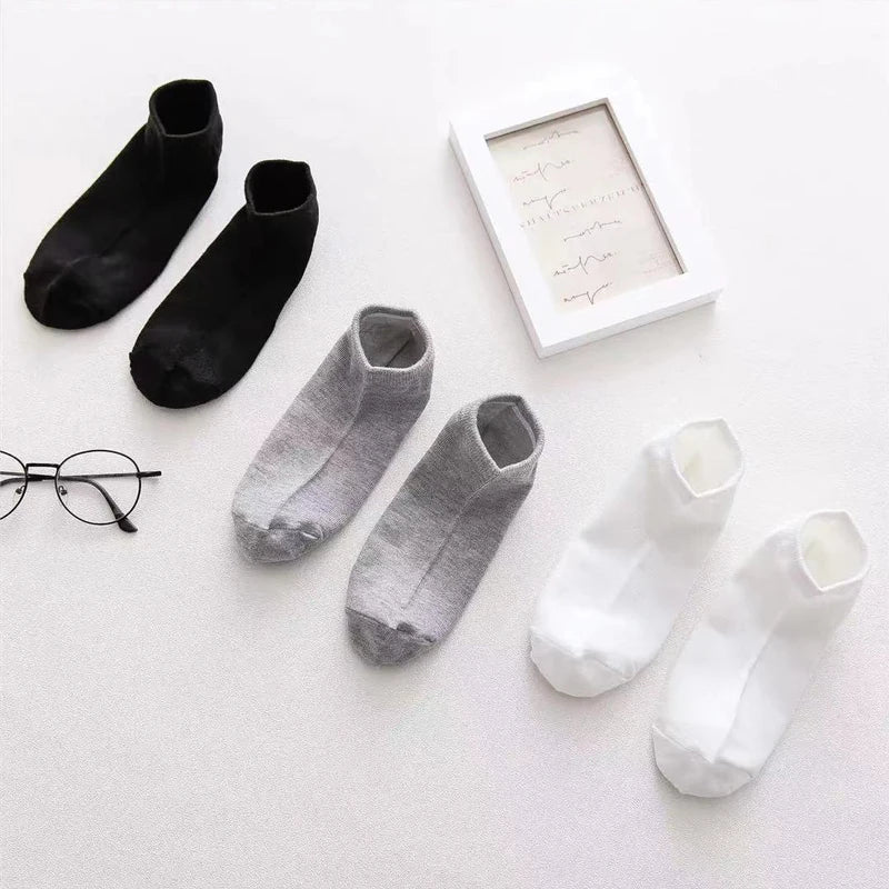 10/20/30Pairs Men's Socks Ankle Socks White Black Breathable Comfy Sweat-absorbing Boat Socks Unisex Casual Solid Short Socks Secondary image