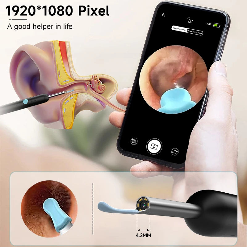 WIFI Visual Ear Sticks HD1080P 4.2MM Mini Camera Ear Pick Ear Spoon Ear Cleaner Wireless Endoscope Health Care Ear Wax Cleaning Secondary image