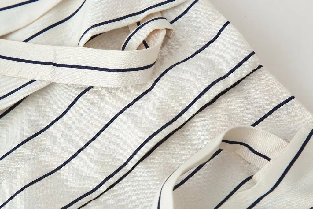 HH Women 2026 New Fashion Versatile Beige Striped Puffy Sleeve Shirt+High Waisted Loose Pleated Casual Long Pants Two Piece  Set