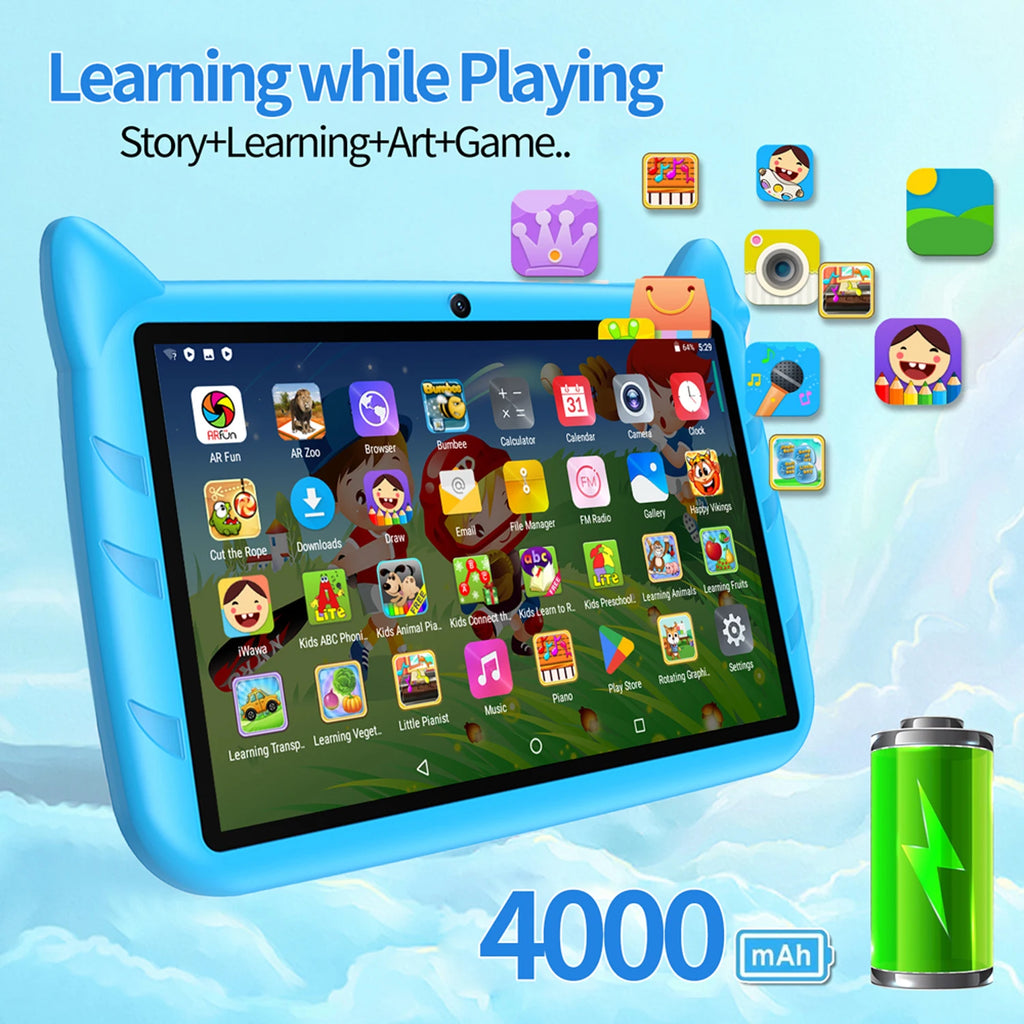 New 7 Inch 5G WiFi Kids' tablets Quad Core 4GB RAM 64GB ROM Dual Cameras Android 13.0 Learning Education Tablet PC 4000mAh