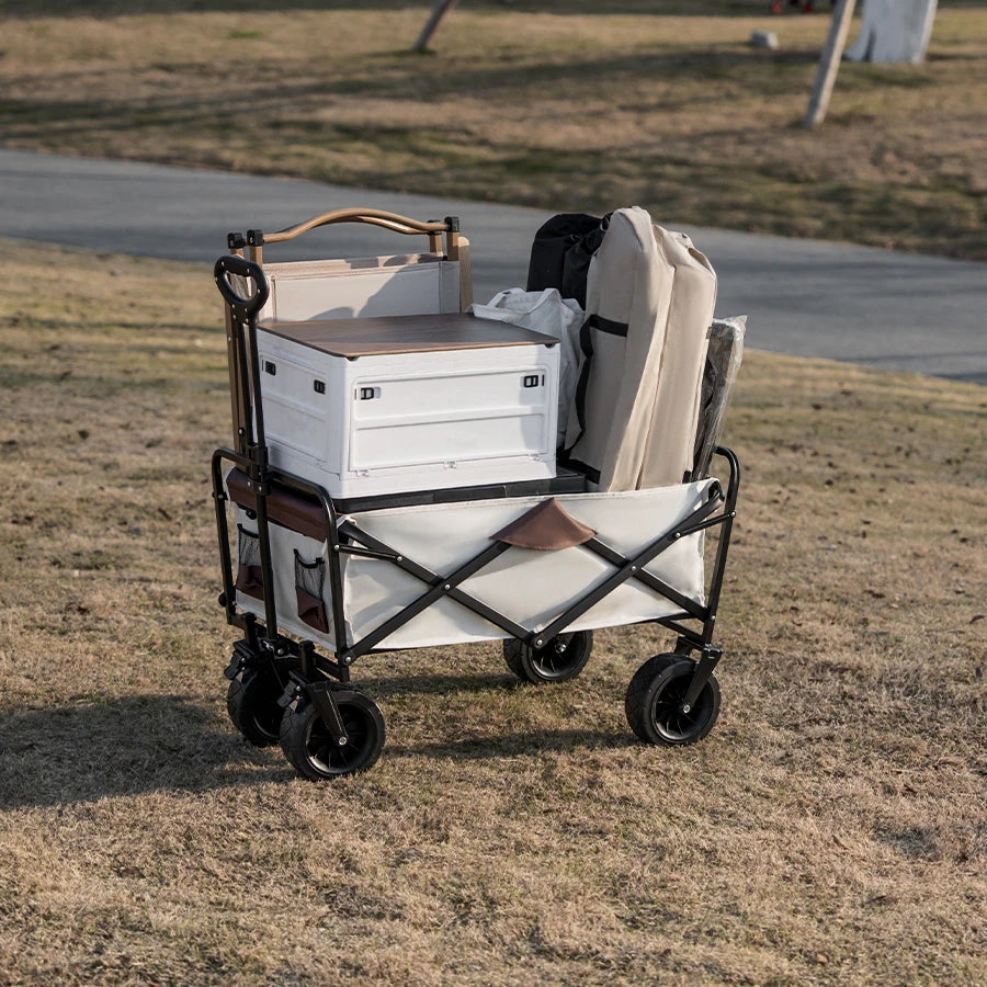 Large Weight Capacity Heavy Duty Wagon Cart Folding Wagon for Outdoor Garden Beach wagon Camping Equipment with Cup Holders