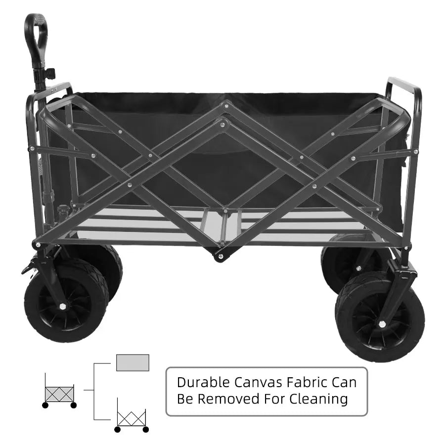 Large Weight Capacity Heavy Duty Wagon Cart Folding Wagon for Outdoor Garden Beach wagon Camping Equipment with Cup Holders