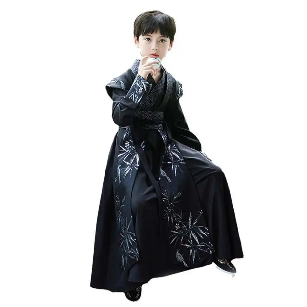 Handsome Boys' Improved Hanfu Oriental Chinese Style High-end Tang Suit Kids Performance Swordsman Traditional Ancient Costume
