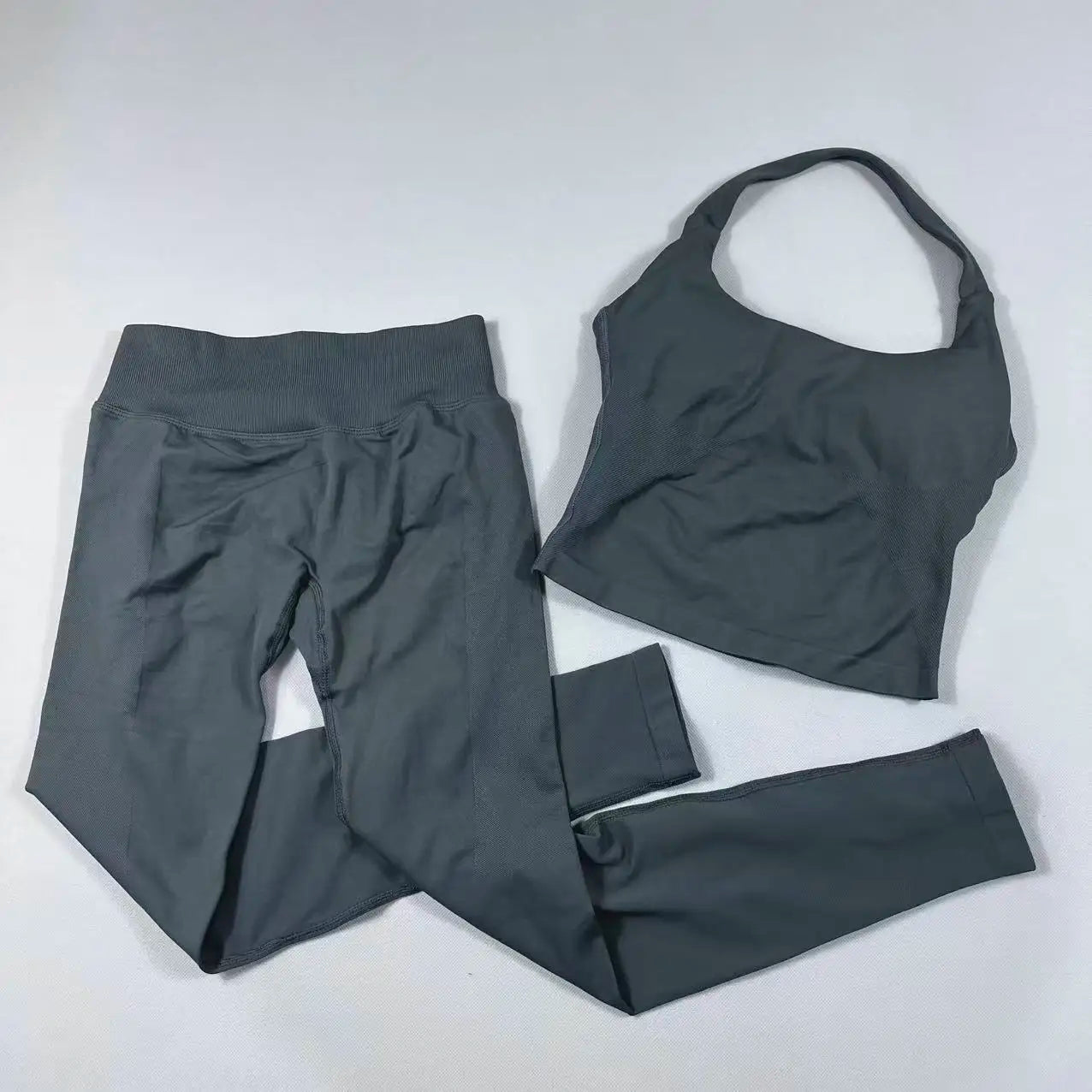 NO LOGO Yoga outfit sports Impact gym set Halter Top and leggings pant sets Backless halterneck High stretch sportswear