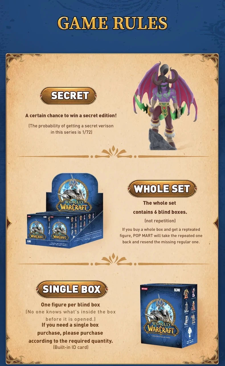 POP MART World of Warcraft Classic Blind Random Box Toys Ornaments Action Figure Mystery Box Caja Caixa Guess Bag for Boys Gitf