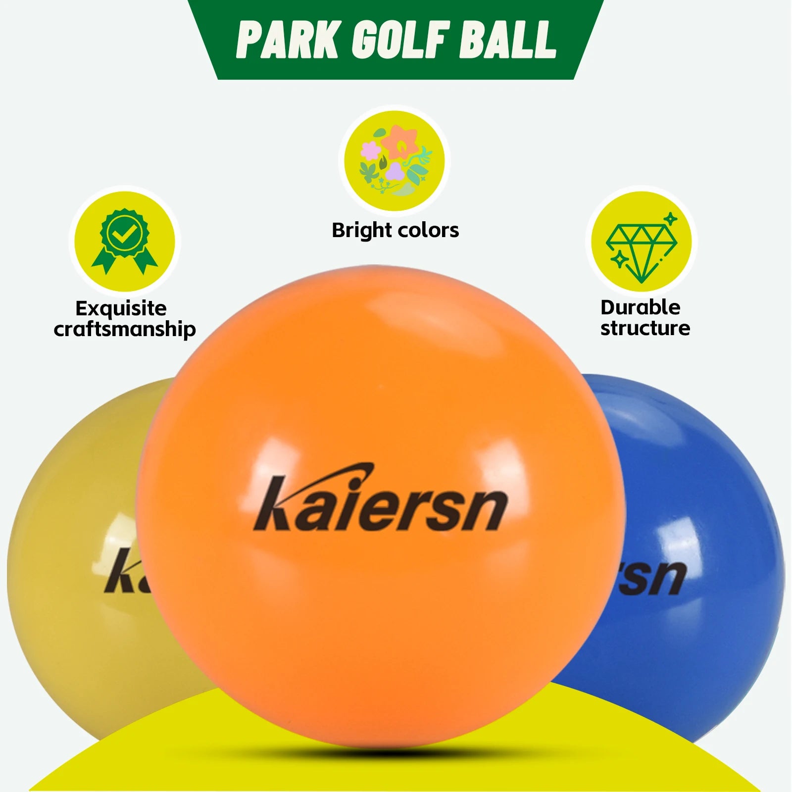 Kaiersn Colorful Park Golf Balls - 6cm/2.36in Durable Practice Balls for Outdoor Training, Kids & Adults (Multicolor Options) Main image