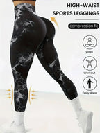 CZGUKE 2-piece women's tie dye pants sports leggings seamless high waisted push ups women's fitness and exercise clothes